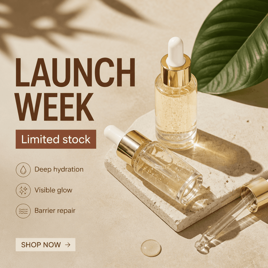 Skincare launch creative — generated with Rivus AI